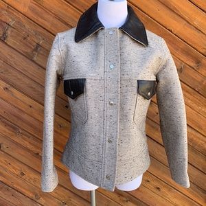 Roffe Vintage Ski Blazer Jacket Tweed Leather Size Large